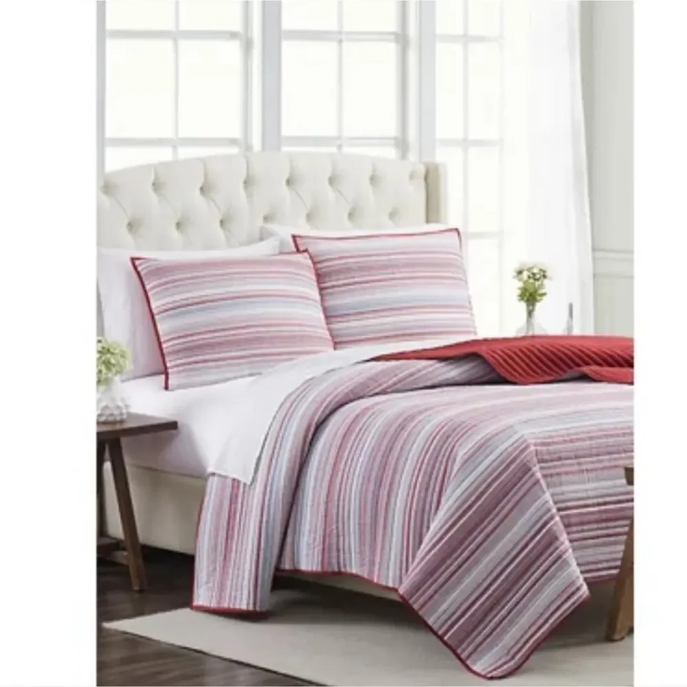 MODERN SOUTHERN HOME NWT KING BRIDGETOWN STRIPE MINI QUILT SET.